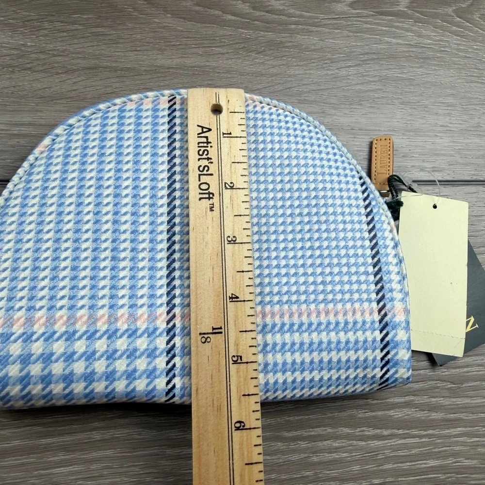 Lauren Ralph Lauren Womens Cosmetic Bag Houndstooth Plaid Blue OS